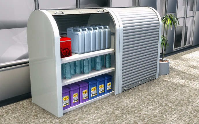 Regał zewnętrzny z roletą